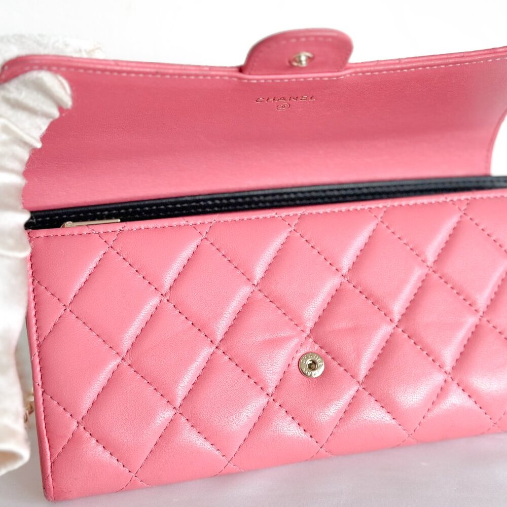 Chanel Classic Flap Wallet Pink Leather - Picture 9 of 16